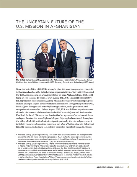 SIGAR, Strategic Plan full‑page spread 1