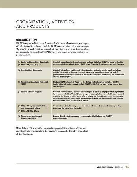 SIGAR, Strategic Plan full‑page spread 3