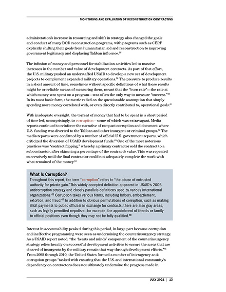 SIGAR, Lessons Learned report full‑page spread 2