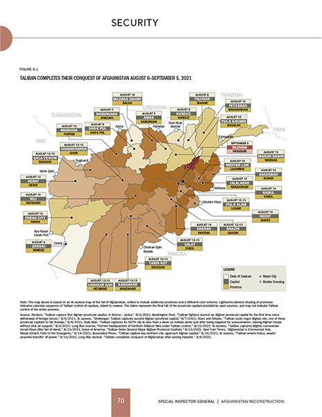 A map of Afghanistan from a SIGAR QR report